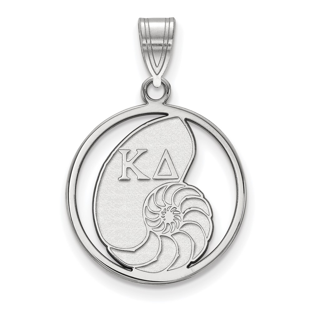 Sterling Silver Rhodium-plated LogoArt Kappa Delta Sorority Symbol Medium Circle Pendant