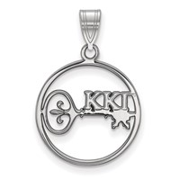 Sterling Silver Rhodium-plated LogoArt Kappa Kappa Gamma Sorority Symbol Medium Circle Pendant view 1