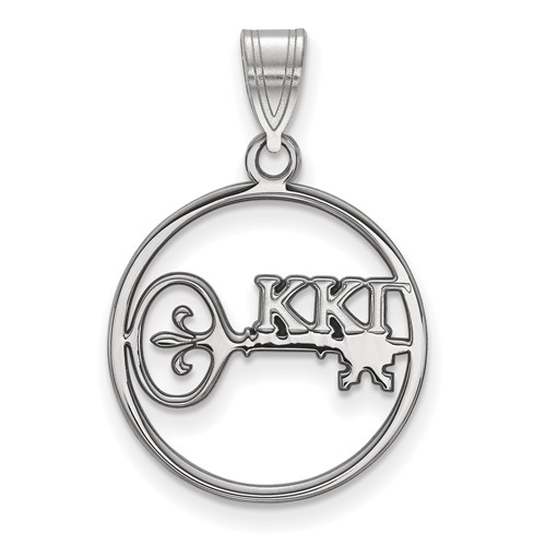Sterling Silver Rhodium-plated LogoArt Kappa Kappa Gamma Sorority Symbol Medium Circle Pendant