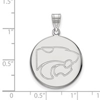 Sterling Silver Rhodium-plated LogoArt Kansas State University Wildcat Large Disc Pendant view 2