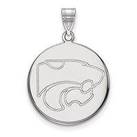Sterling Silver Rhodium-plated LogoArt Kansas State University Wildcat Large Disc Pendant view 1