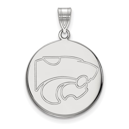 Sterling Silver Rhodium-plated LogoArt Kansas State University Wildcat Large Disc Pendant