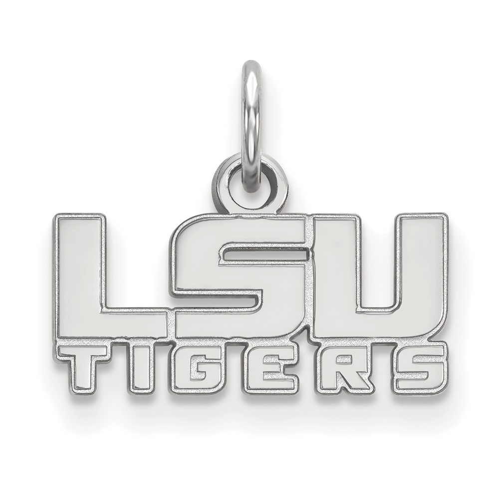 Sterling Silver Rhodium-plated LogoArt Louisiana State University L-s-u Tigers Extra Small Pendant