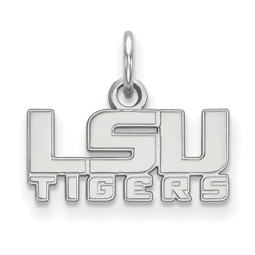 Sterling Silver Rhodium-plated LogoArt Louisiana State University L-s-u Tigers Extra Small Pendant