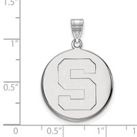 Sterling Silver Rhodium-plated LogoArt Michigan State University Letter S Large Disc Pendant view 2
