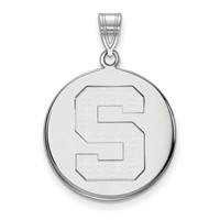 Sterling Silver Rhodium-plated LogoArt Michigan State University Letter S Large Disc Pendant view 1