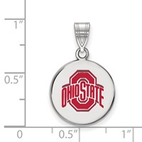 Sterling Silver Rhodium-plated LogoArt the Ohio State University Medium Enameled Disc Pendant view 2