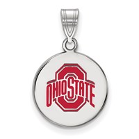 Sterling Silver Rhodium-plated LogoArt the Ohio State University Medium Enameled Disc Pendant view 1