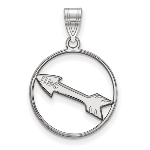 Sterling Silver Rhodium-plated LogoArt Pi Beta Phi Sorority Symbol Medium Circle Pendant