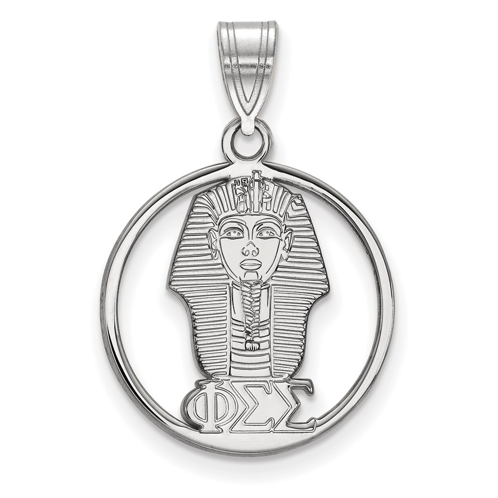 Sterling Silver Rhodium-plated LogoArt Phi Sigma Sigma Sorority Symbol Medium Circle Pendant