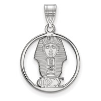 Sterling Silver Rhodium-plated LogoArt Phi Sigma Sigma Sorority Symbol Medium Circle Pendant view 1