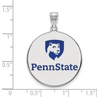 Sterling Silver Rhodium-plated LogoArt Penn State University Extra Large Enameled Disc Pendant view 2