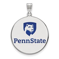 Sterling Silver Rhodium-plated LogoArt Penn State University Extra Large Enameled Disc Pendant view 1