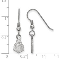 Sterling Silver Rhodium-plated LogoArt Purdue University Boilermakers Train Logo Extra Small Dangle Wire Earrings view 2