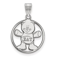 Sterling Silver Rhodium-plated LogoArt Sigma Delta Tau Sorority Symbol Medium Circle Pendant view 1