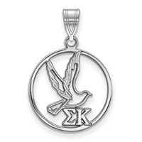 Sterling Silver Rhodium-plated LogoArt Sigma Kappa Sorority Symbol Medium Circle Pendant view 1