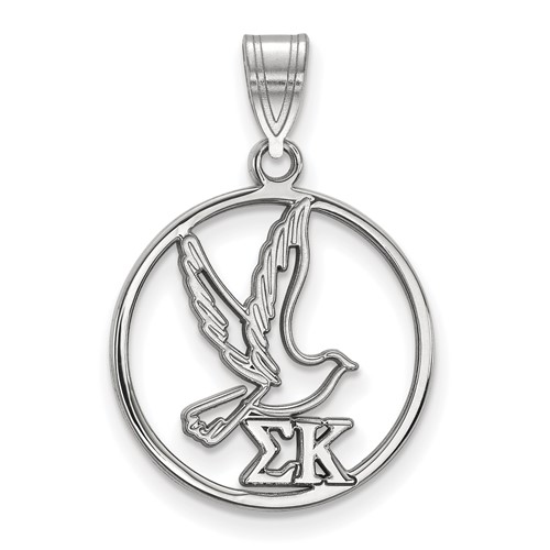 Sterling Silver Rhodium-plated LogoArt Sigma Kappa Sorority Symbol Medium Circle Pendant