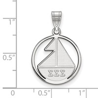 Sterling Silver Rhodium-plated LogoArt Sigma Sigma Sigma Sorority Symbol Medium Circle Pendant view 2