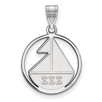 Sterling Silver Rhodium-plated LogoArt Sigma Sigma Sigma Sorority Symbol Medium Circle Pendant view 1