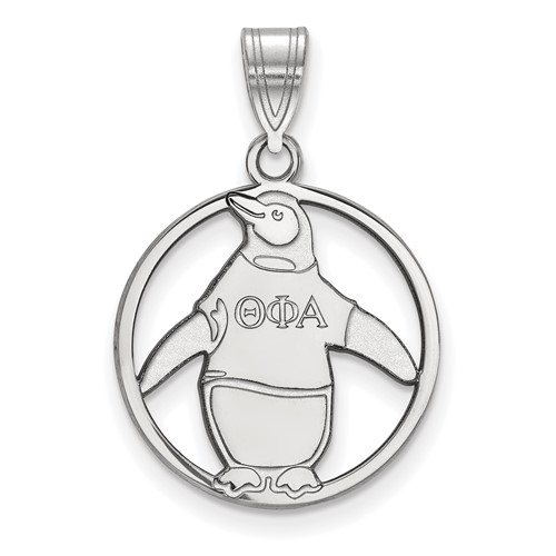 Sterling Silver Rhodium-plated LogoArt Theta Phi Alpha Sorority Symbol Medium Circle Pendant
