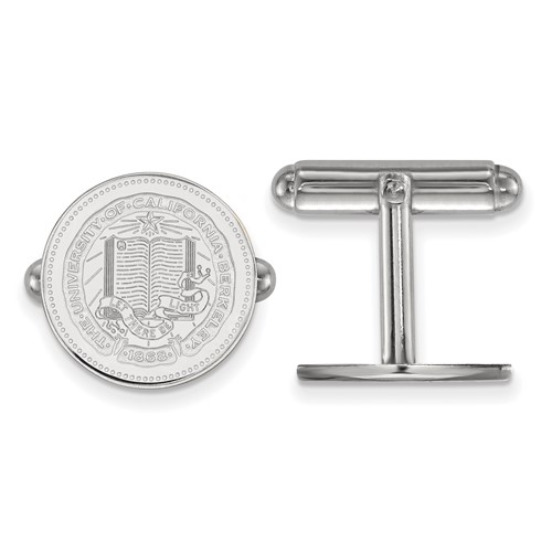 Sterling Silver Rhodium-plated LogoArt University of California Berkeley Crest Cuff Links