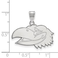 Sterling Silver Rhodium-plated LogoArt University of Kansas Jayhawk Medium Pendant view 2
