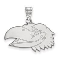 Sterling Silver Rhodium-plated LogoArt University of Kansas Jayhawk Medium Pendant view 1
