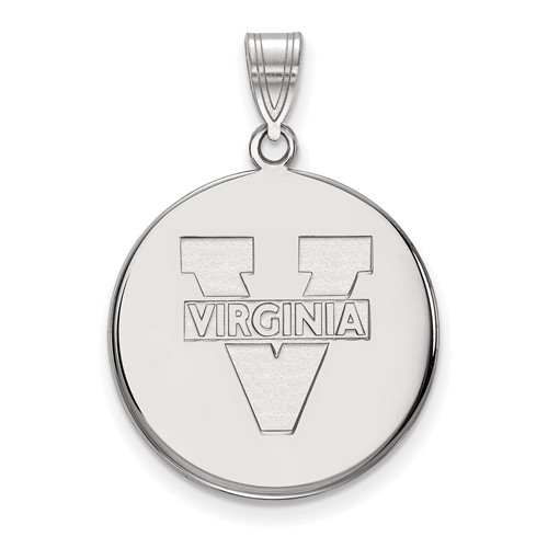 Sterling Silver Rhodium-plated LogoArt University of Virginia Large Disc Pendant