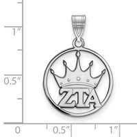 Sterling Silver Rhodium-plated LogoArt Zeta Tau Alpha Sorority Symbol Medium Circle Pendant view 2