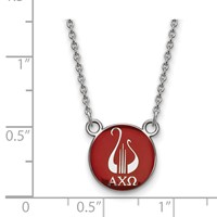 Sterling Silver Rhodium-plated LogoArt Alpha Chi Omega Sorority Symbol Small Color Enamel Pendant Necklace, 18" view 2