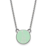 Sterling Silver Rhodium-plated LogoArt Alpha Epsilon Phi Extra Sorority Symbol Small Color Enamel Pendant Necklace, 18" view 1