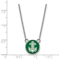 Sterling Silver Rhodium-plated LogoArt Alpha Sigma Tau Sorority Symbol Small Color Enamel Pendant Necklace, 18" view 2