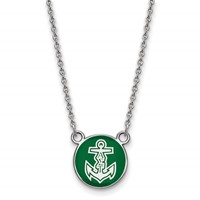 Sterling Silver Rhodium-plated LogoArt Alpha Sigma Tau Sorority Symbol Small Color Enamel Pendant Necklace, 18" view 1