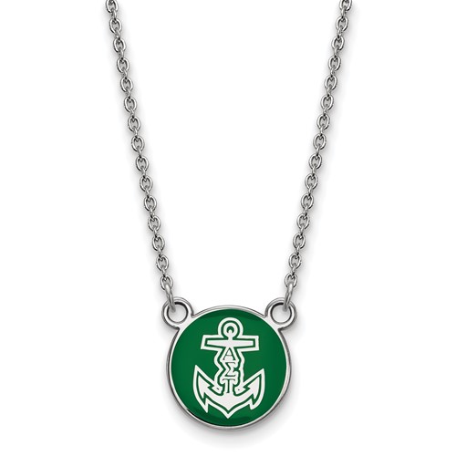Sterling Silver Rhodium-plated LogoArt Alpha Sigma Tau Sorority Symbol Small Color Enamel Pendant Necklace, 18"