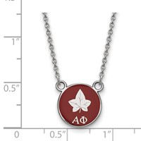 Sterling Silver Rhodium-plated LogoArt Alpha Phi Sorority Symbol Small Color Enamel Pendant Necklace, 18" view 2