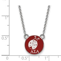 Sterling Silver Rhodium-plated LogoArt Alpha Sigma Alpha Sorority Symbol Small Color Enamel Pendant 18 Inch Necklace view 2