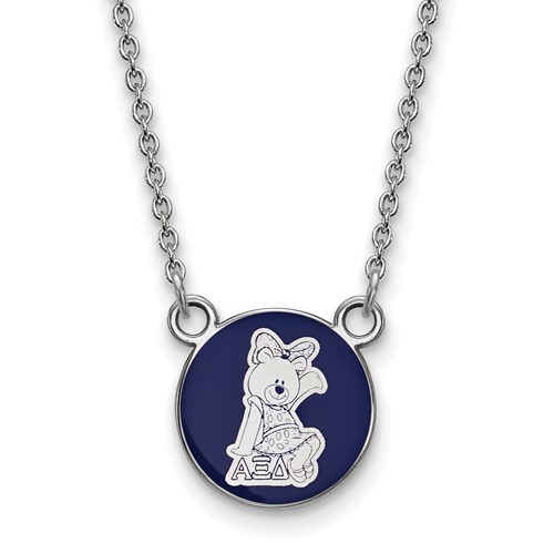 Sterling Silver Rhodium-plated LogoArt Alpha Xi Delta Sorority Symbol Small Color Enamel Pendant Necklace, 18"