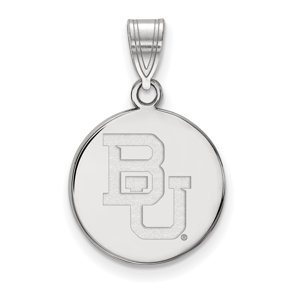 Sterling Silver Rhodium-plated LogoArt Baylor University Bears Medium Disc Pendant