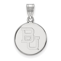 Sterling Silver Rhodium-plated LogoArt Baylor University Bears Medium Disc Pendant view 1