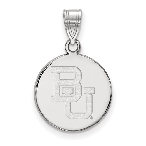 Sterling Silver Rhodium-plated LogoArt Baylor University Bears Medium Disc Pendant