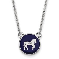 Sterling Silver Rhodium-plated LogoArt Delta Phi Epsilon Sorority Symbol Small Color Enamel Pendant Necklace, 18" view 1