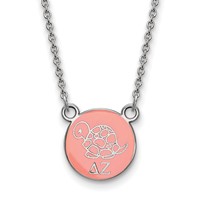 Sterling Silver Rhodium-plated LogoArt Delta Zeta Sorority Symbol Small Color Enamel Pendant Necklace, 18" view 1