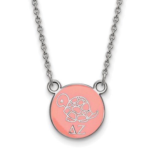 Sterling Silver Rhodium-plated LogoArt Delta Zeta Sorority Symbol Small Color Enamel Pendant Necklace, 18"