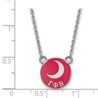 Sterling Silver Rhodium-plated LogoArt Gamma Phi Beta Sorority Symbol Small Color Enamel Pendant Necklace, 18" view 2