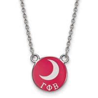 Sterling Silver Rhodium-plated LogoArt Gamma Phi Beta Sorority Symbol Small Color Enamel Pendant Necklace, 18" view 1