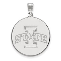 Sterling Silver Rhodium-plated LogoArt Iowa State University Extra Large Disc Pendant view 1