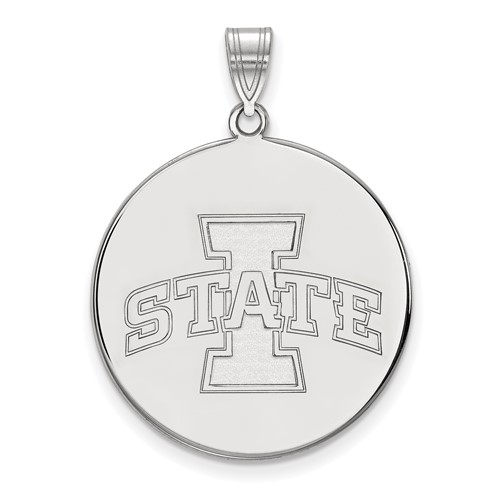 Sterling Silver Rhodium-plated LogoArt Iowa State University Extra Large Disc Pendant