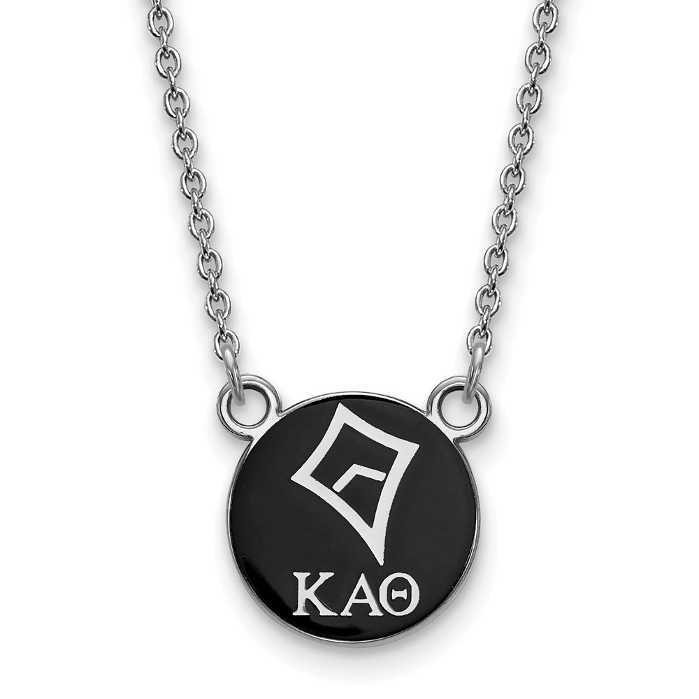 Sterling Silver Rhodium-plated LogoArt Kappa Alpha Theta Sorority Symbol Small Color Enamel Pendant Necklace, 18"