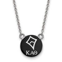 Sterling Silver Rhodium-plated LogoArt Kappa Alpha Theta Sorority Symbol Small Color Enamel Pendant Necklace, 18" view 1