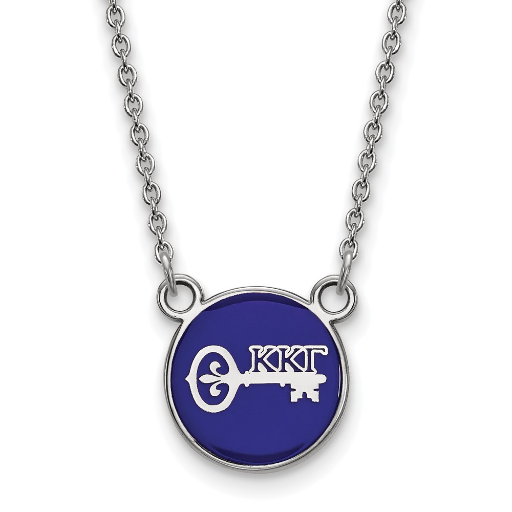 Sterling Silver Rhodium-plated LogoArt Kappa Kappa Gamma Sorority Symbol Small Color Enamel Pendant Necklace, 18"